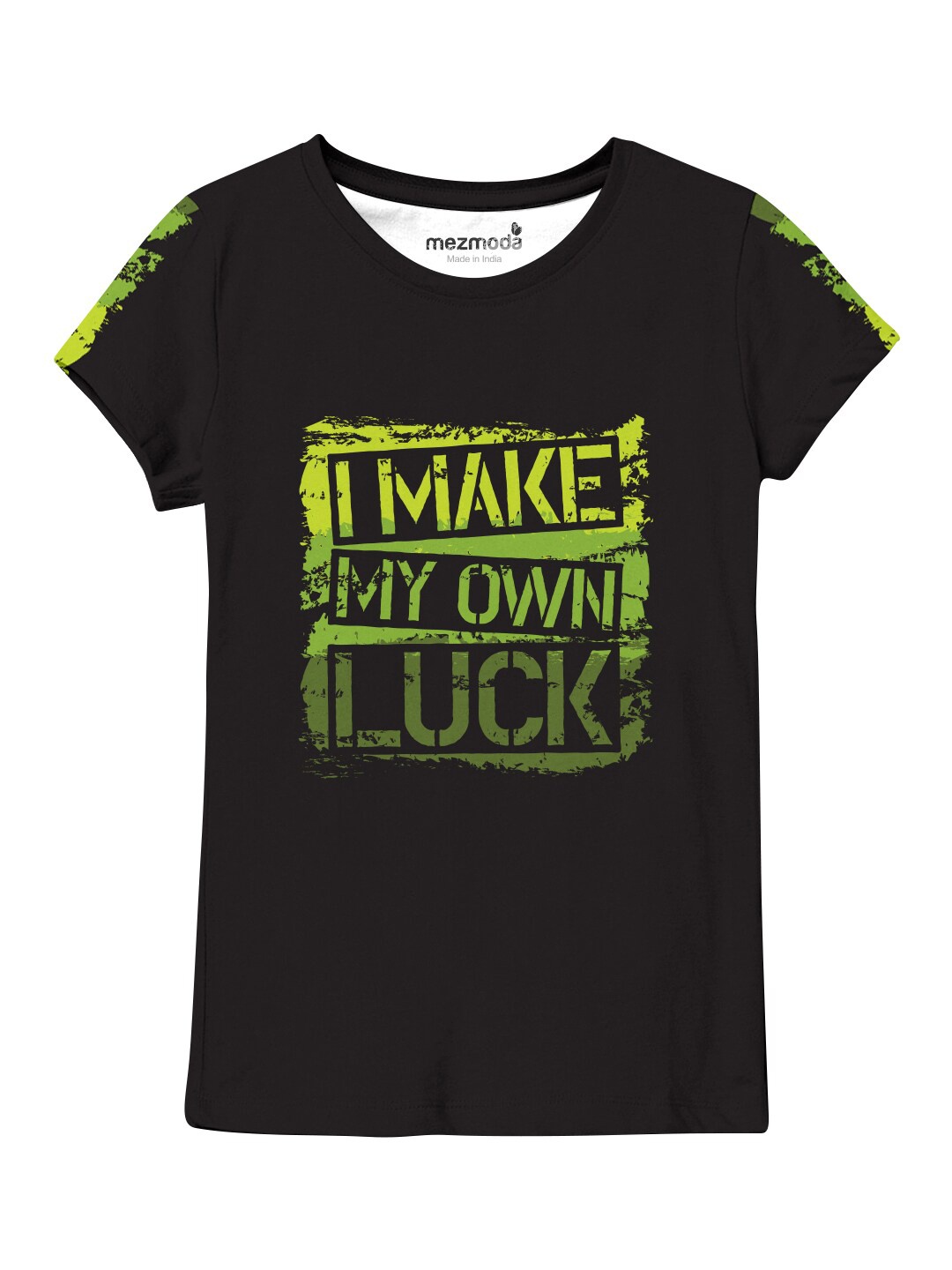 

mezmoda Girls Black Typography Printed T-shirt