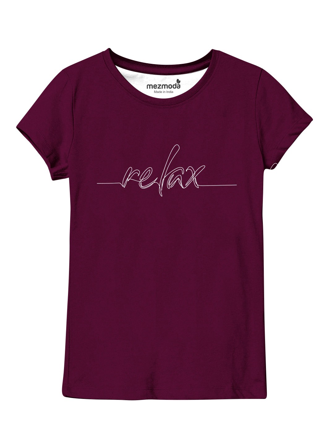 

mezmoda Girls Burgundy Typography Printed Dry-Fit T-shirt