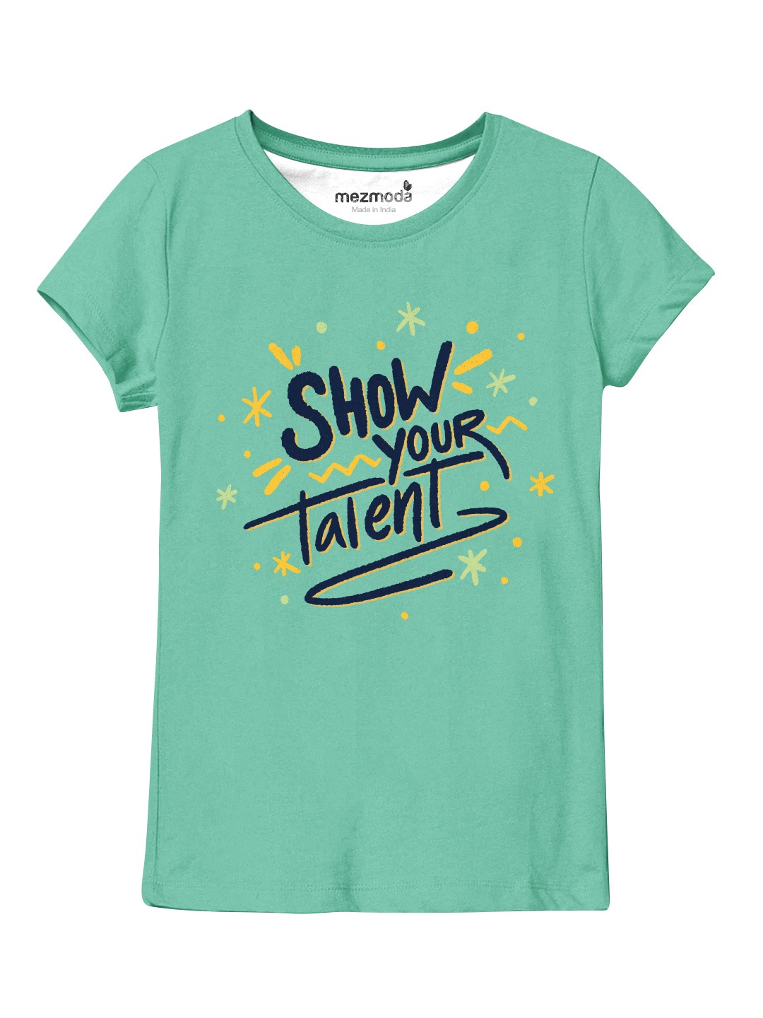 

mezmoda Girls Sea Green Printed T-shirt