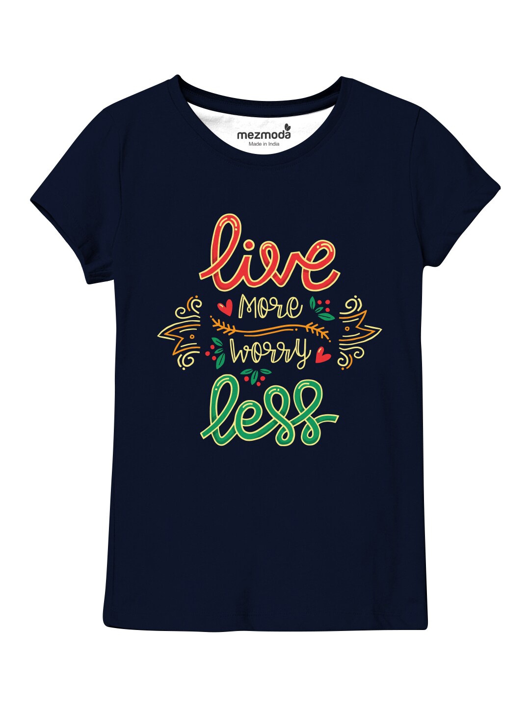

mezmoda Girls Navy Blue Printed T-shirt