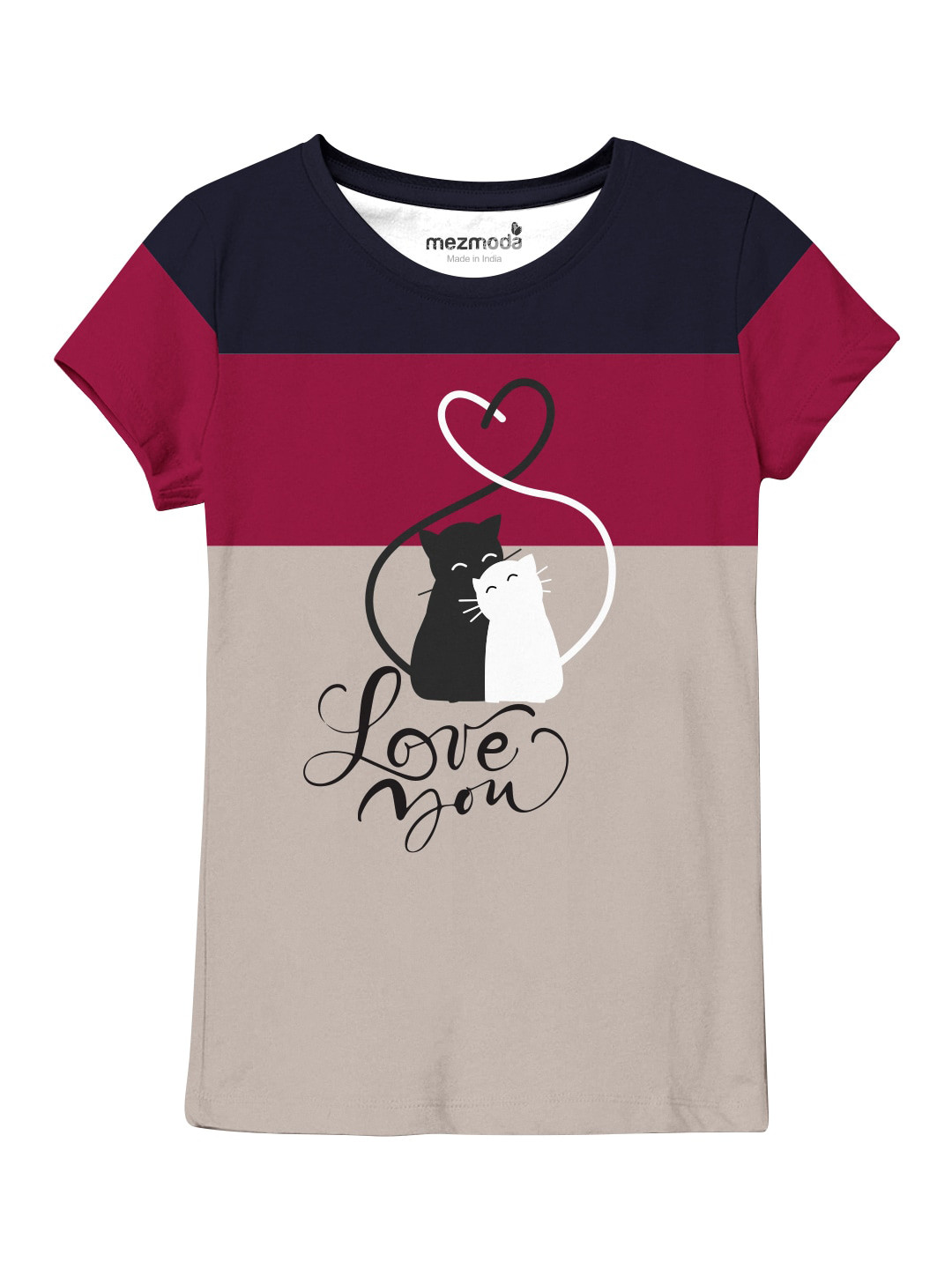 

mezmoda Girls Multicoloured Colourblocked Printed T-shirt, Multi