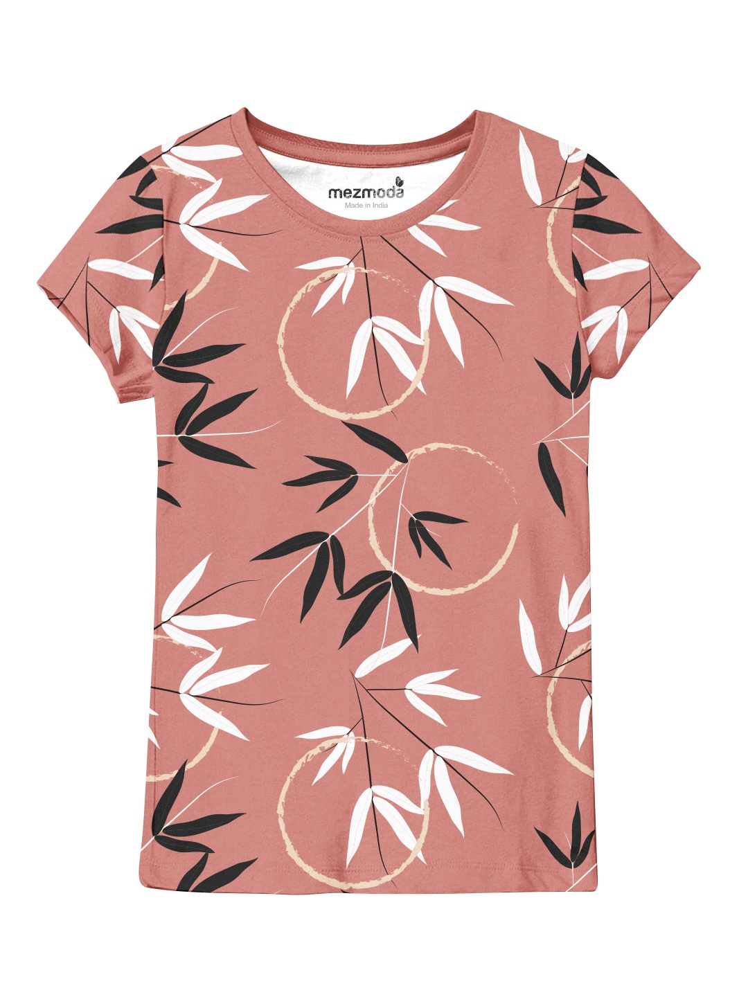 

mezmoda Girls Pink Printed Dry-Fit Tropical T-shirt