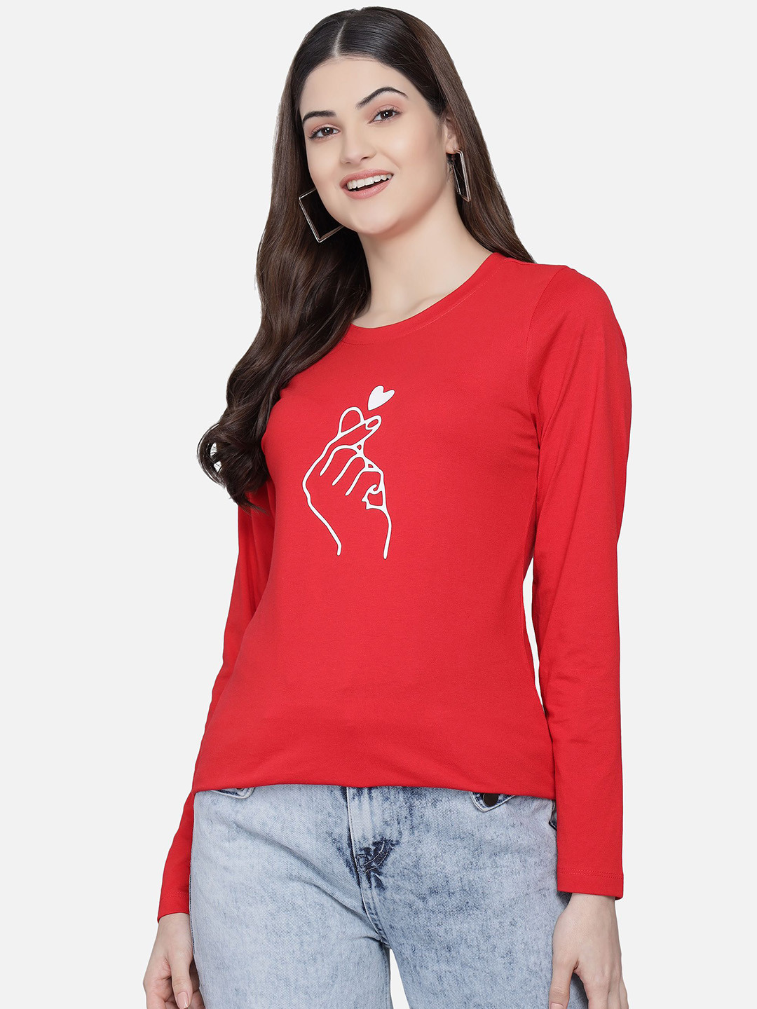 

PockMAN Women Red Graphic Printed T-shirt