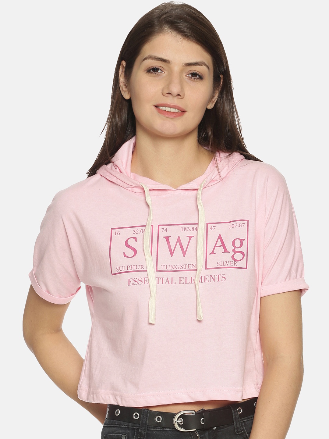 

Campus Sutra Pink Print Crop Top