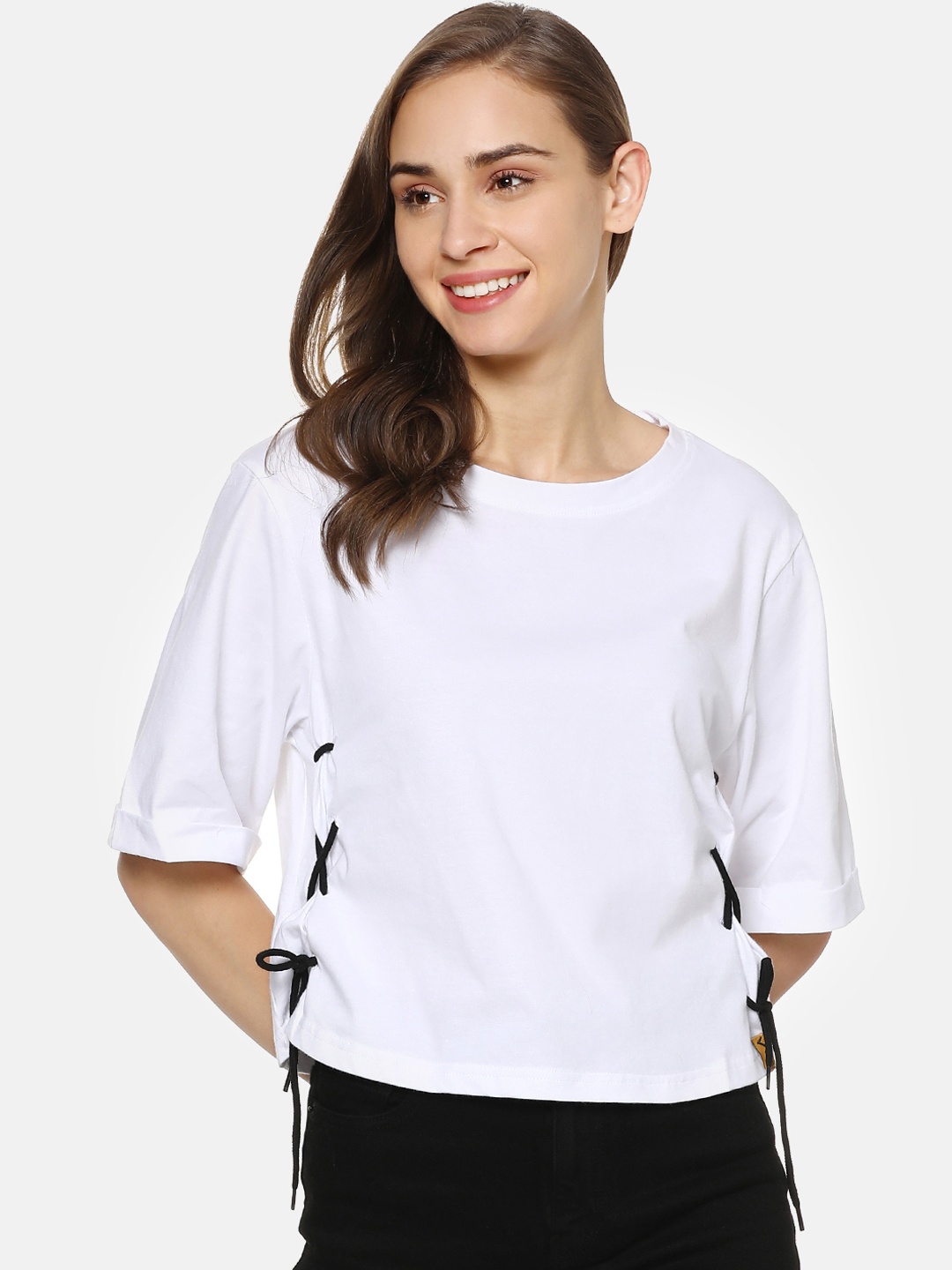 

Campus Sutra White Crop Top