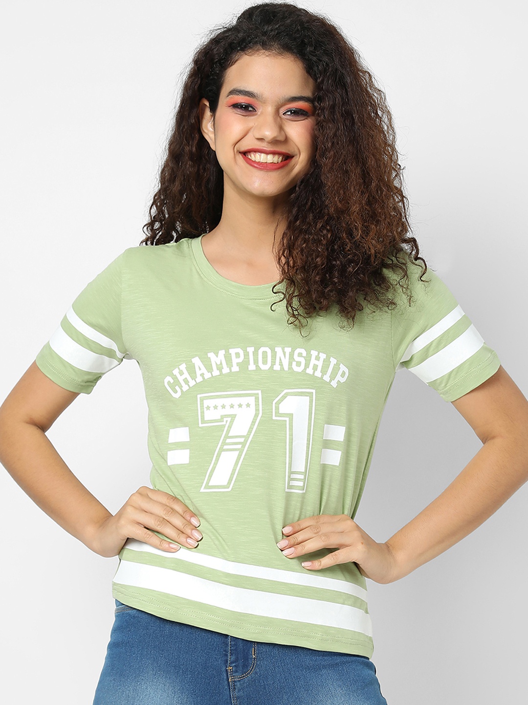 

Campus Sutra Green Print Top