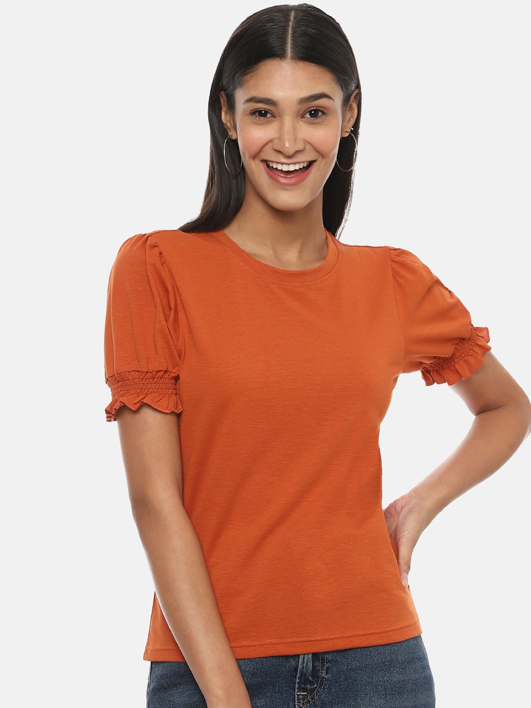 

Campus Sutra Rust Solid Top