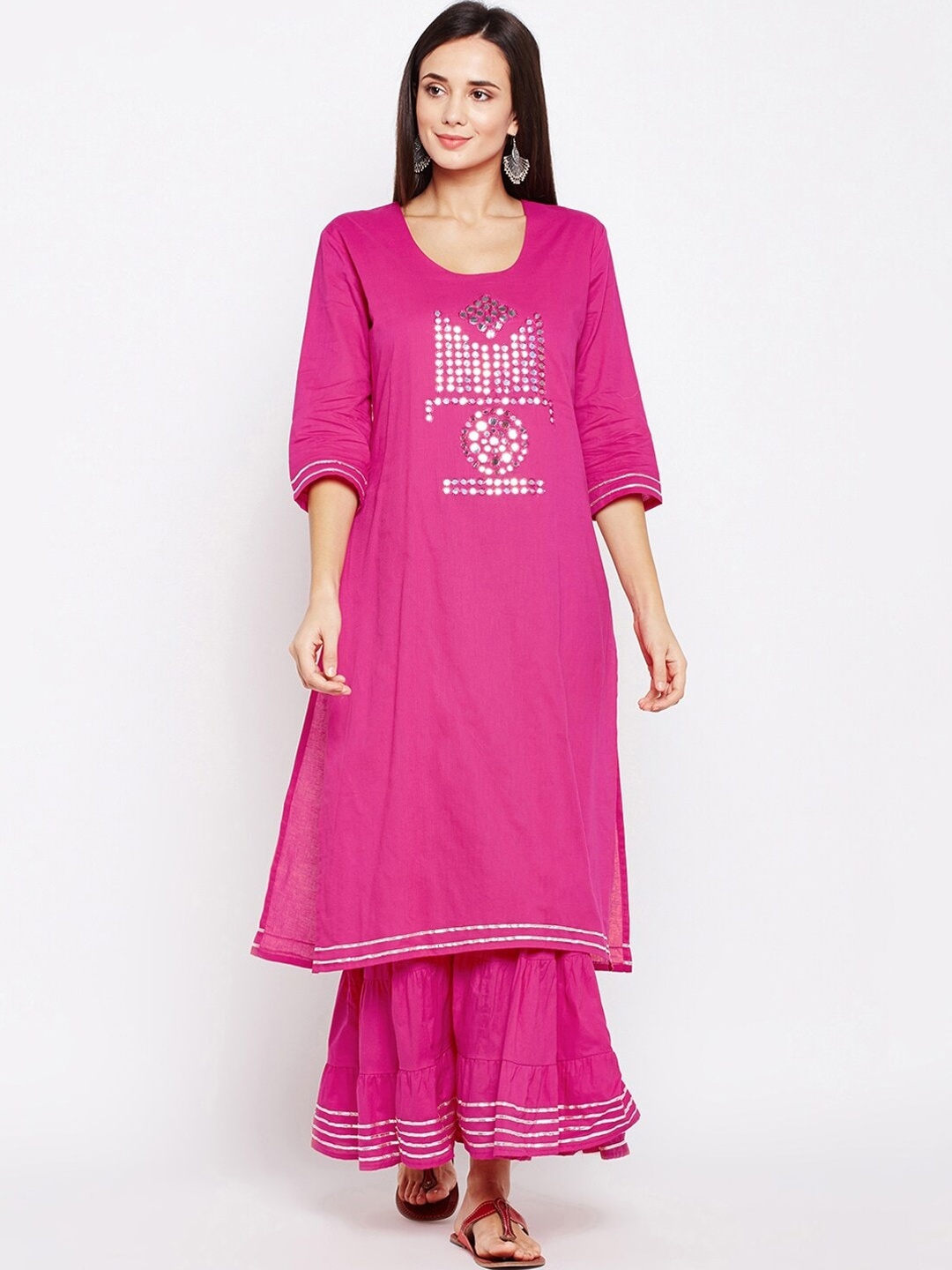 

Be Indi Woman Fuchsia Embellished Kurta