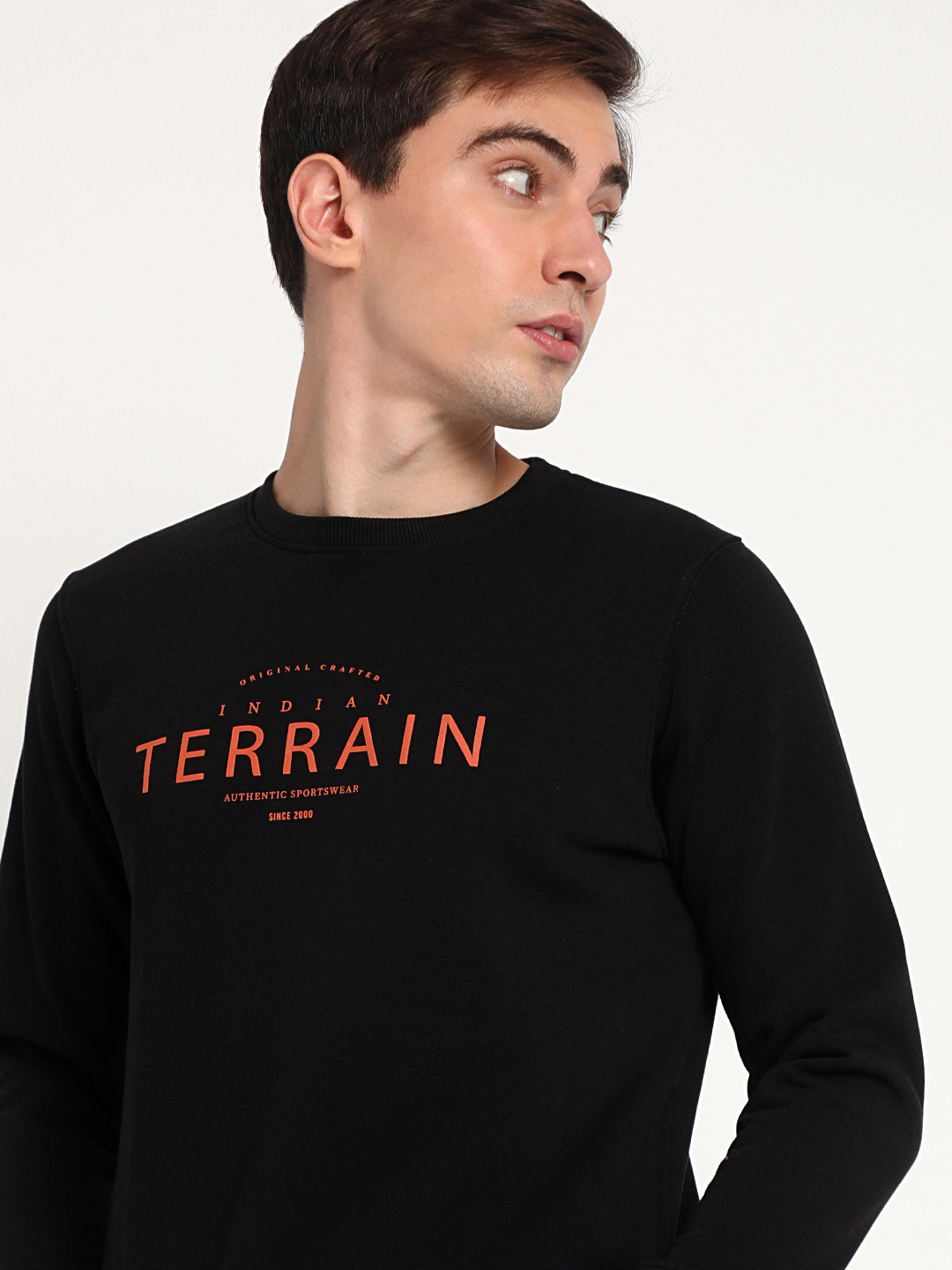 

Indian Terrain Men Black Printed Sweatshirt