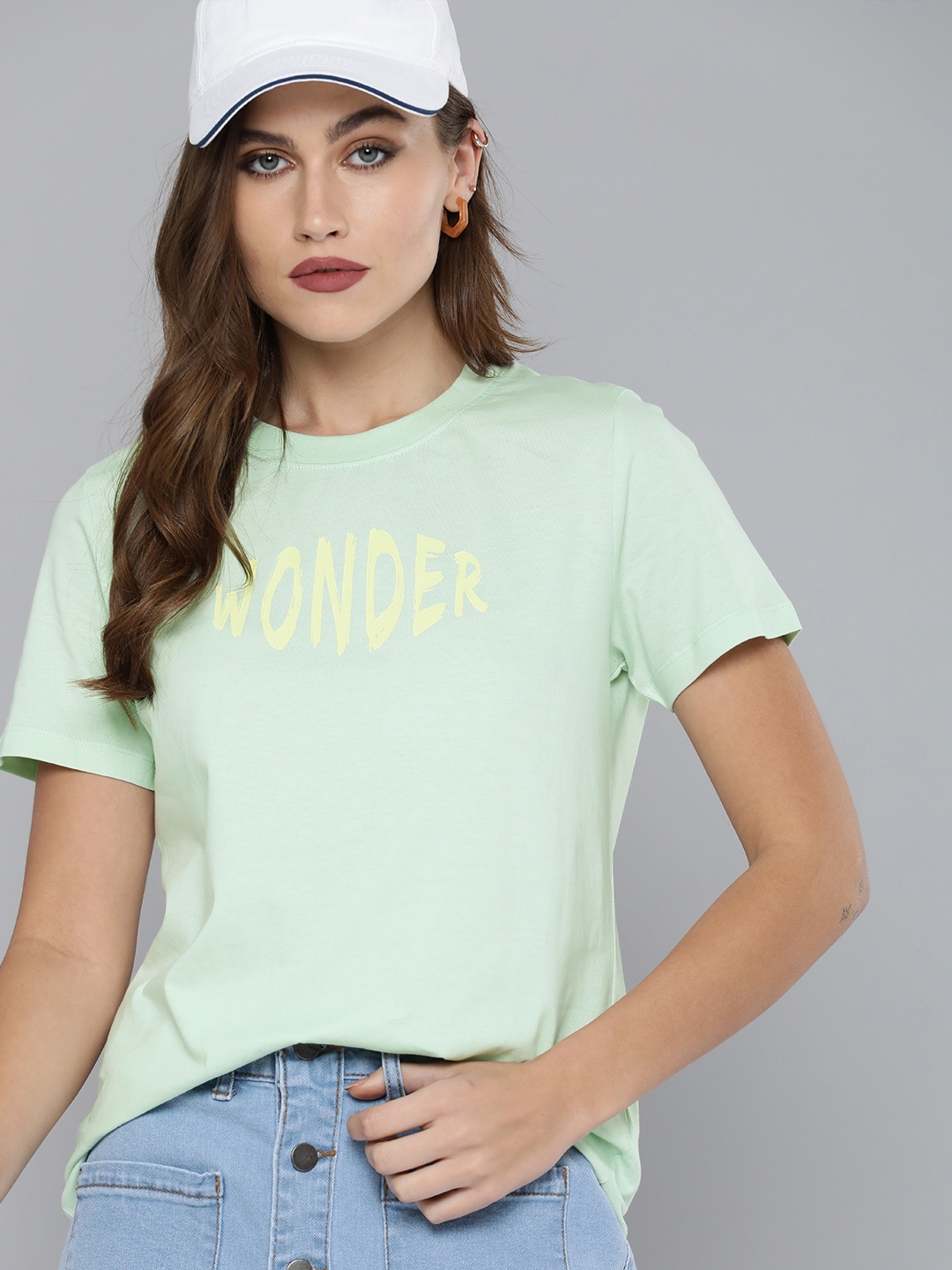 

Kook N Keech Women Summer Green Typography Printed Relaxed Casual T-shirt