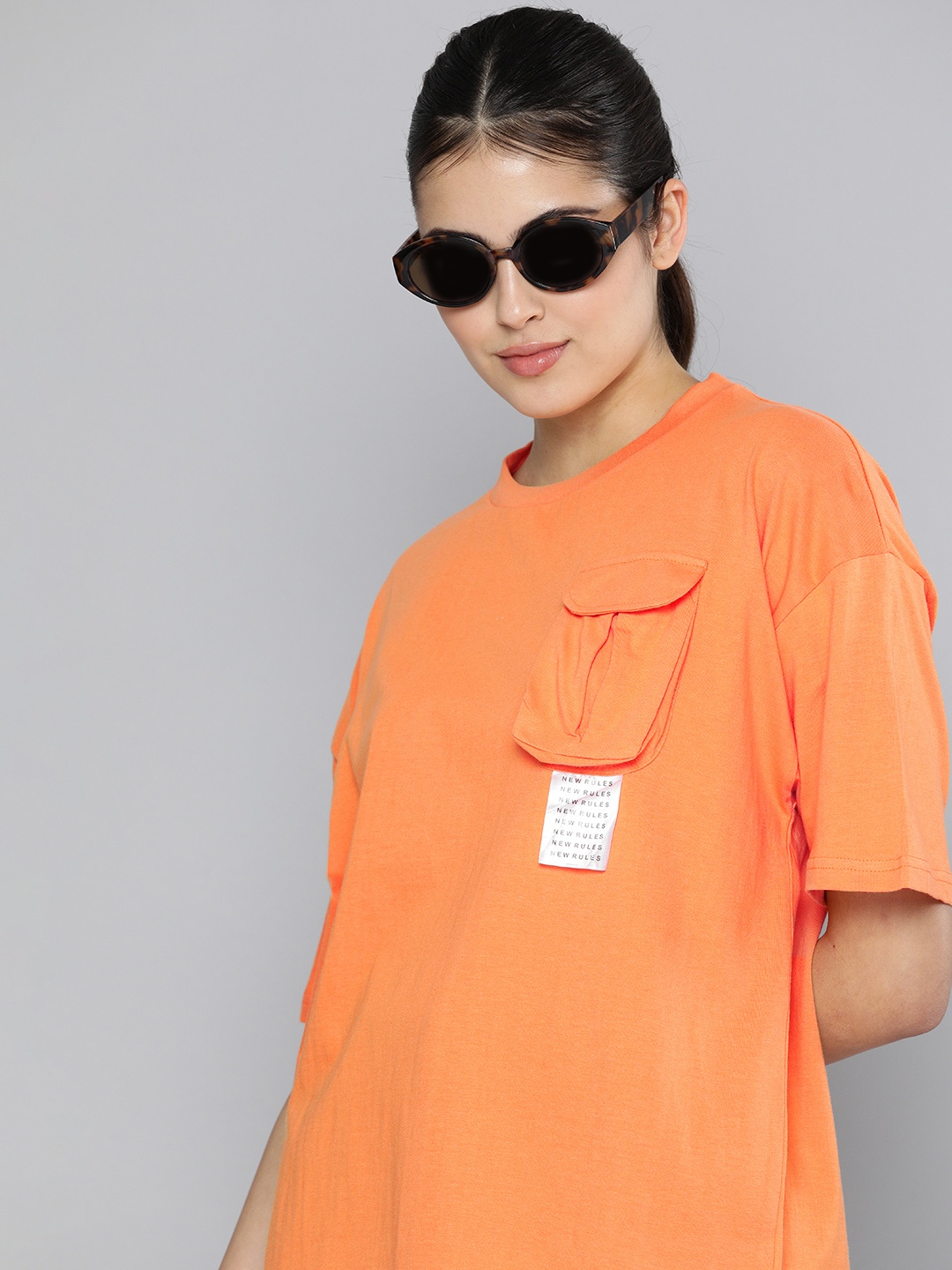 

Kook N Keech Women Orange Solid Pocket Detailed Casual Top