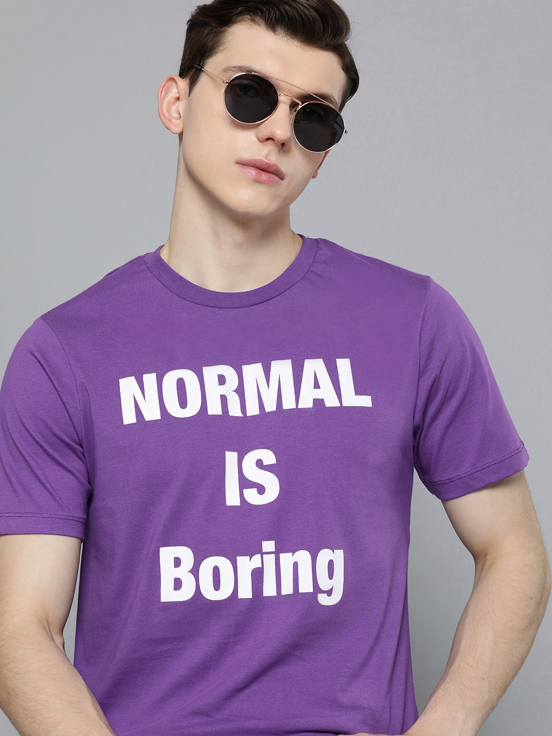 

Kook N Keech Men Purple & White Typography Printed Relaxed T-shirt