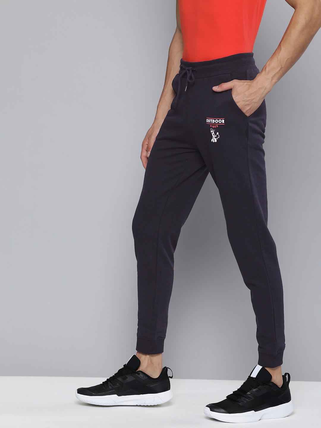 

Kook N Keech Disney Men Navy Blue Printed Mid Rise Elasticated Track Pants