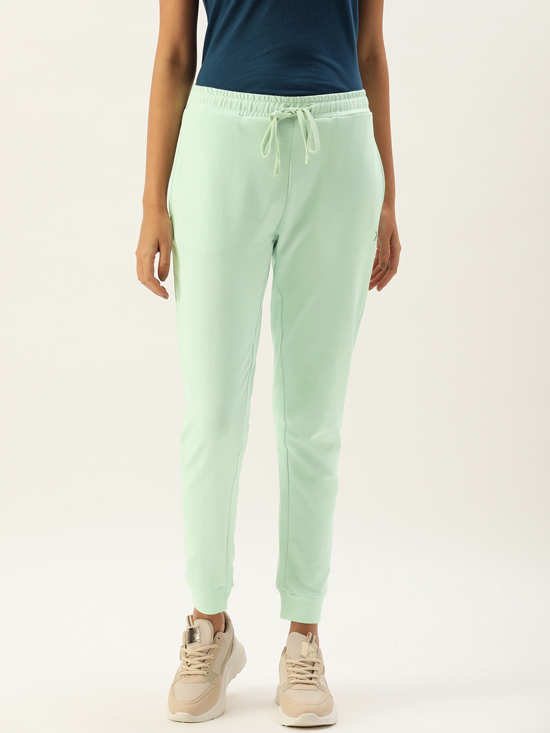 

Kook N Keech Women Sea Green Solid Mid Rise Casual Joggers