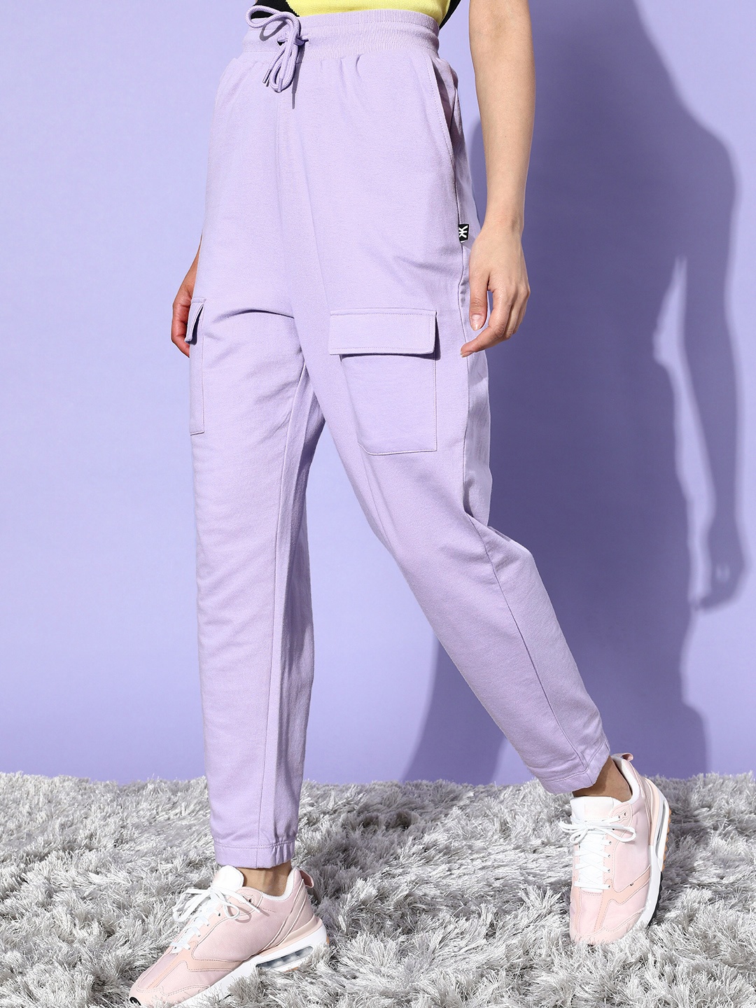 

Kook N Keech Women Lavender Solid High Rise Casual Track Pants