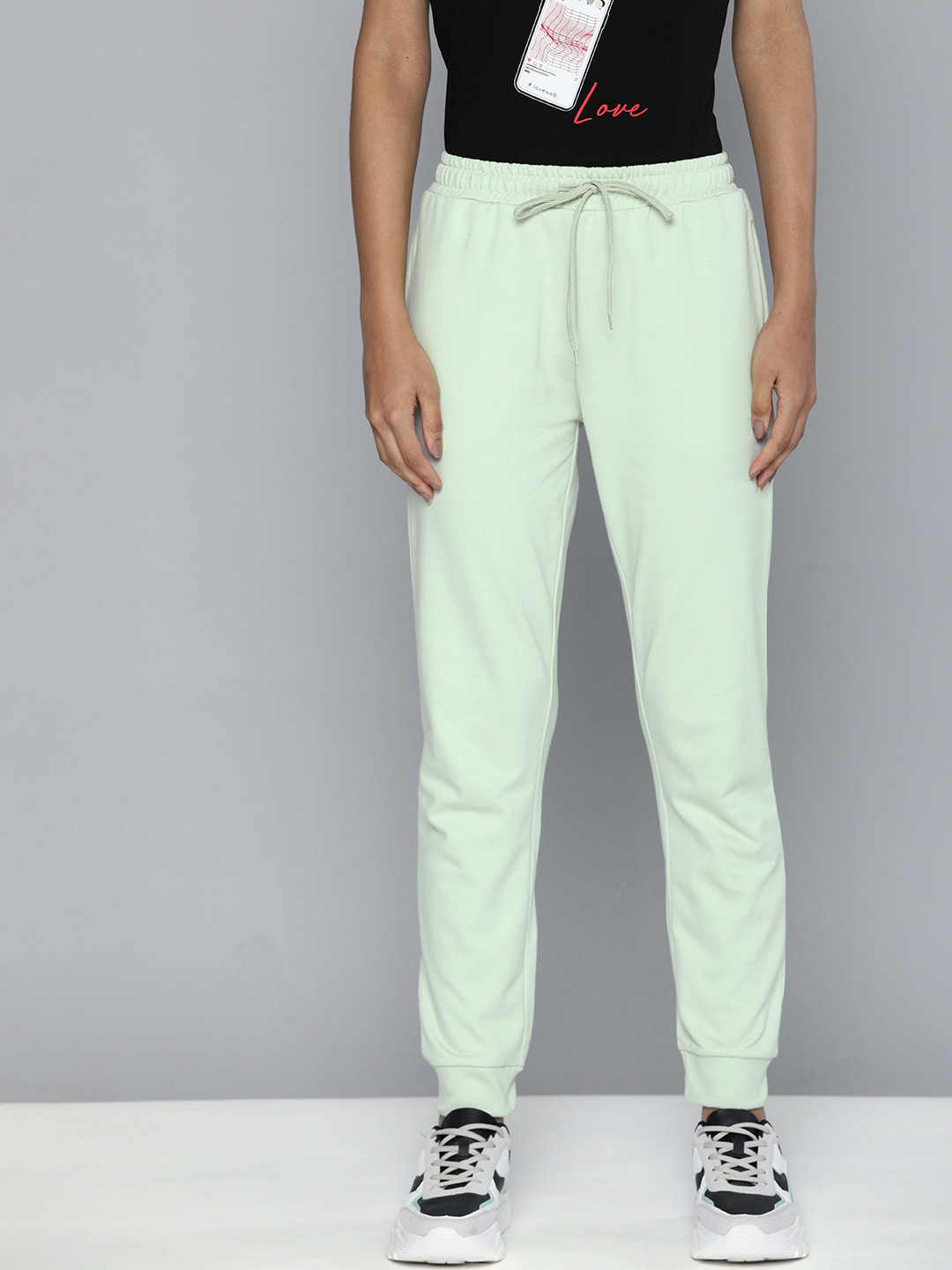 

Kook N Keech Men Mint Green Solid Mid Rise Casual Joggers