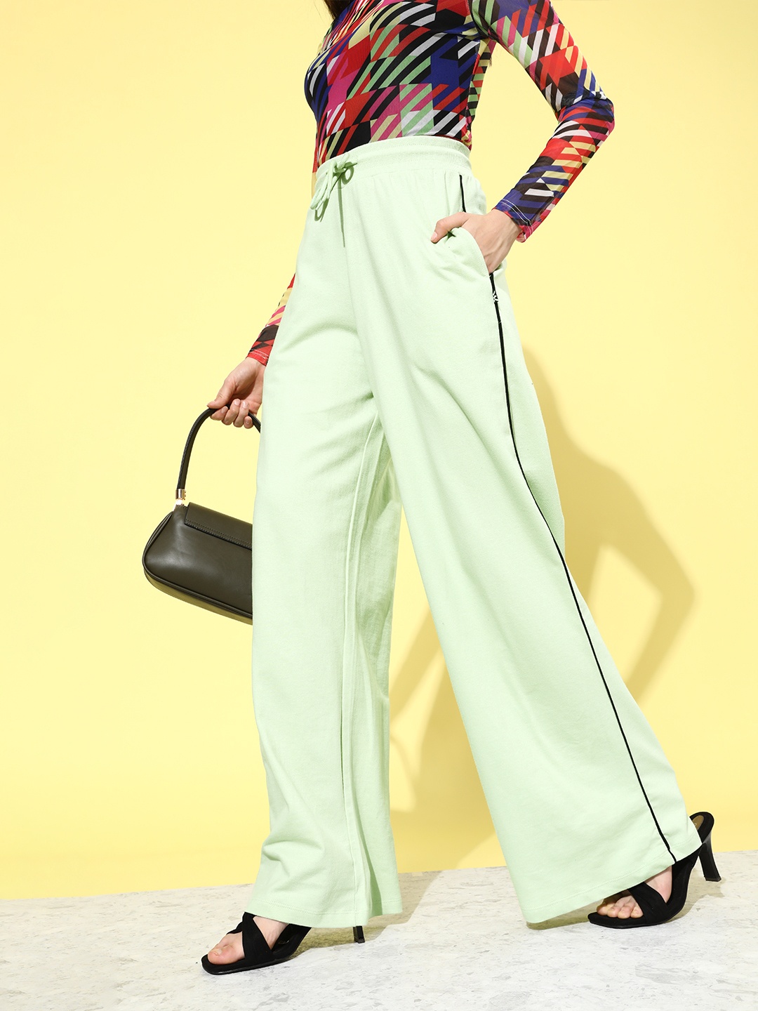 

Kook N Keech Women Gorgeous Green Solid Elevated Bottom Track Pants
