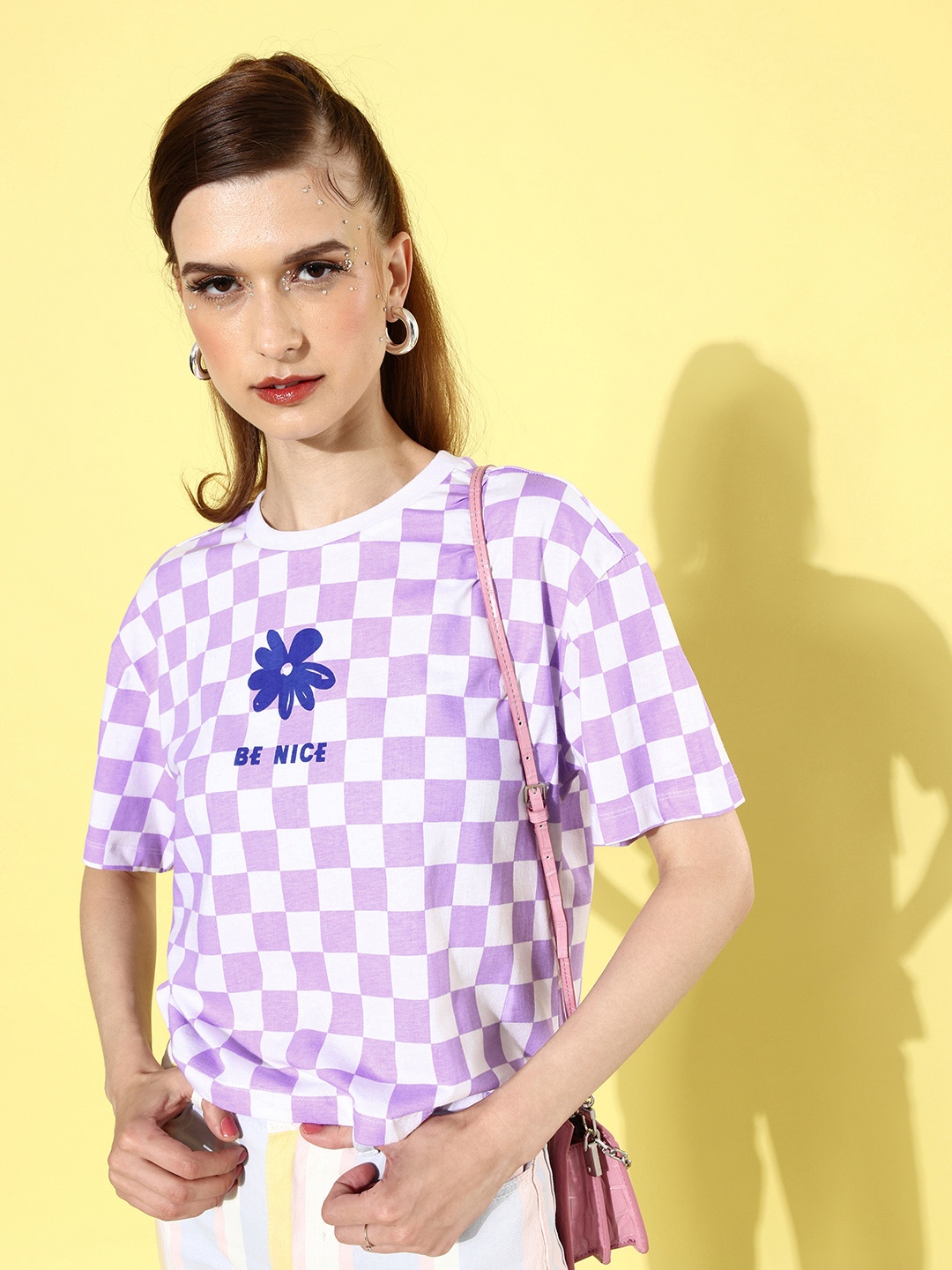 

Kook N Keech Women Classic White Checked Joyful Conversation Tshirt