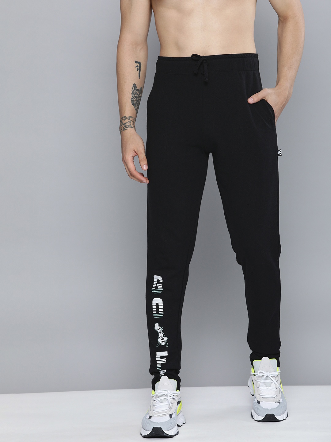 

Kook N Keech Disney Men Black Typography Printed Pure Cotton Track Pants