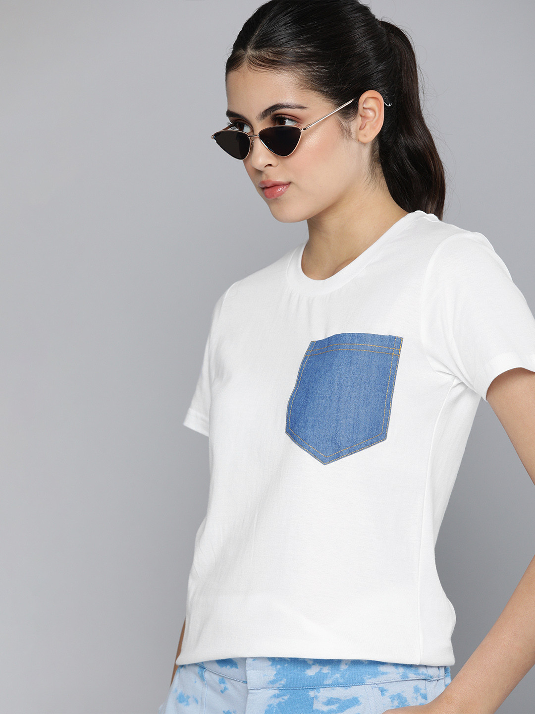 

Kook N Keech Women White Solid Pocket Detailed Casual Top