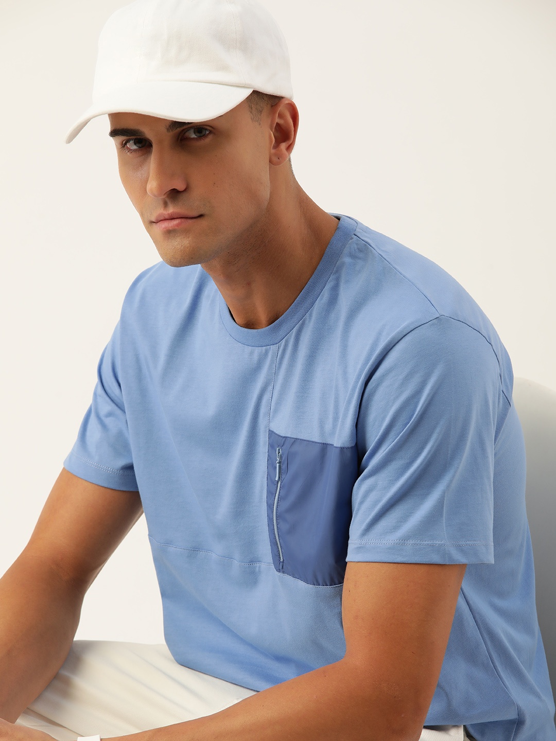 

Kook N Keech Men Blue Drop-Shoulder Sleeves Pure Cotton T-shirt