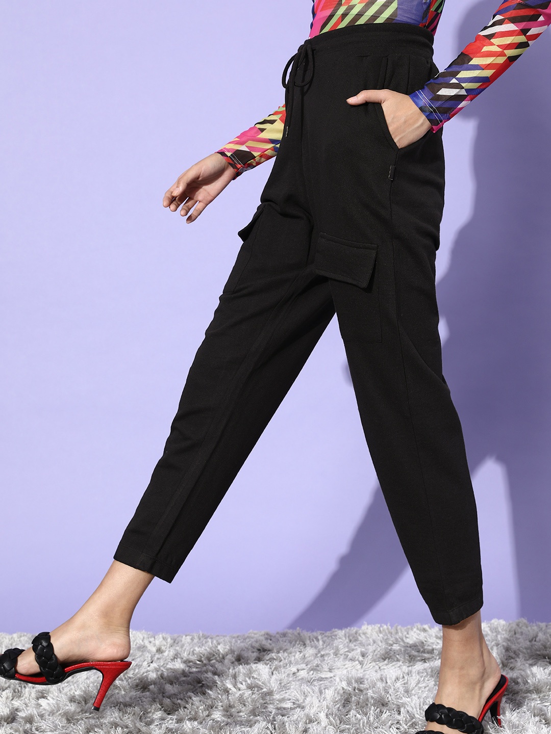 

Kook N Keech Women Black Solid High Rise Casual Track Pants