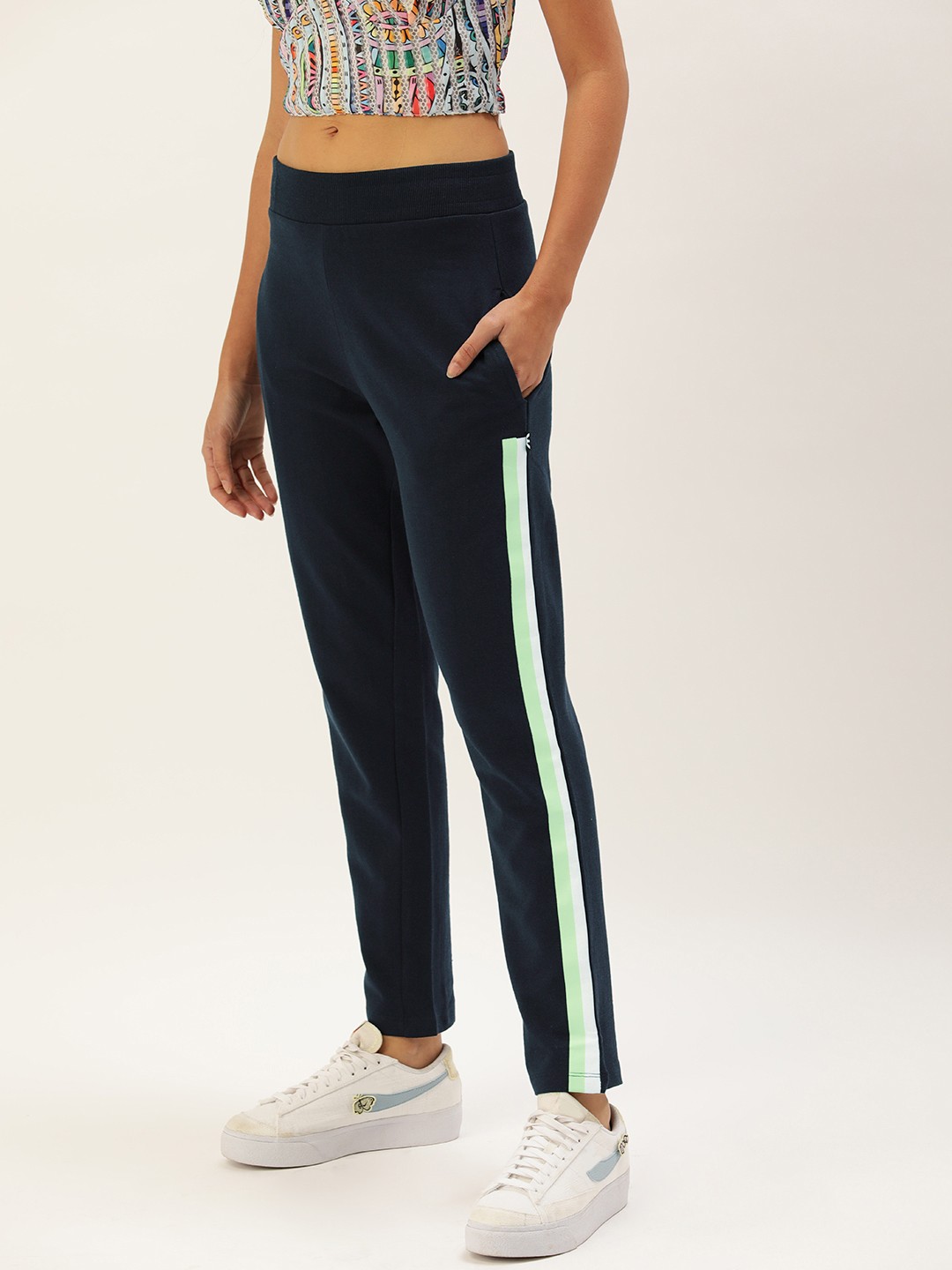 

Kook N Keech Women Navy Blue Solid Pure Cotton Track Pants