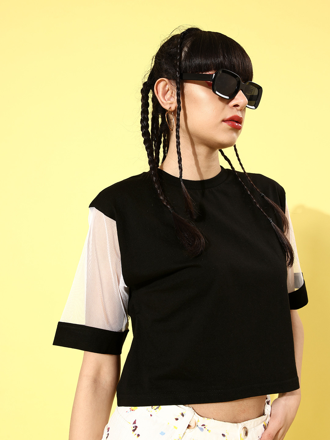 

Kook N Keech Women Black Colourblocked Pure Cotton Regular Top