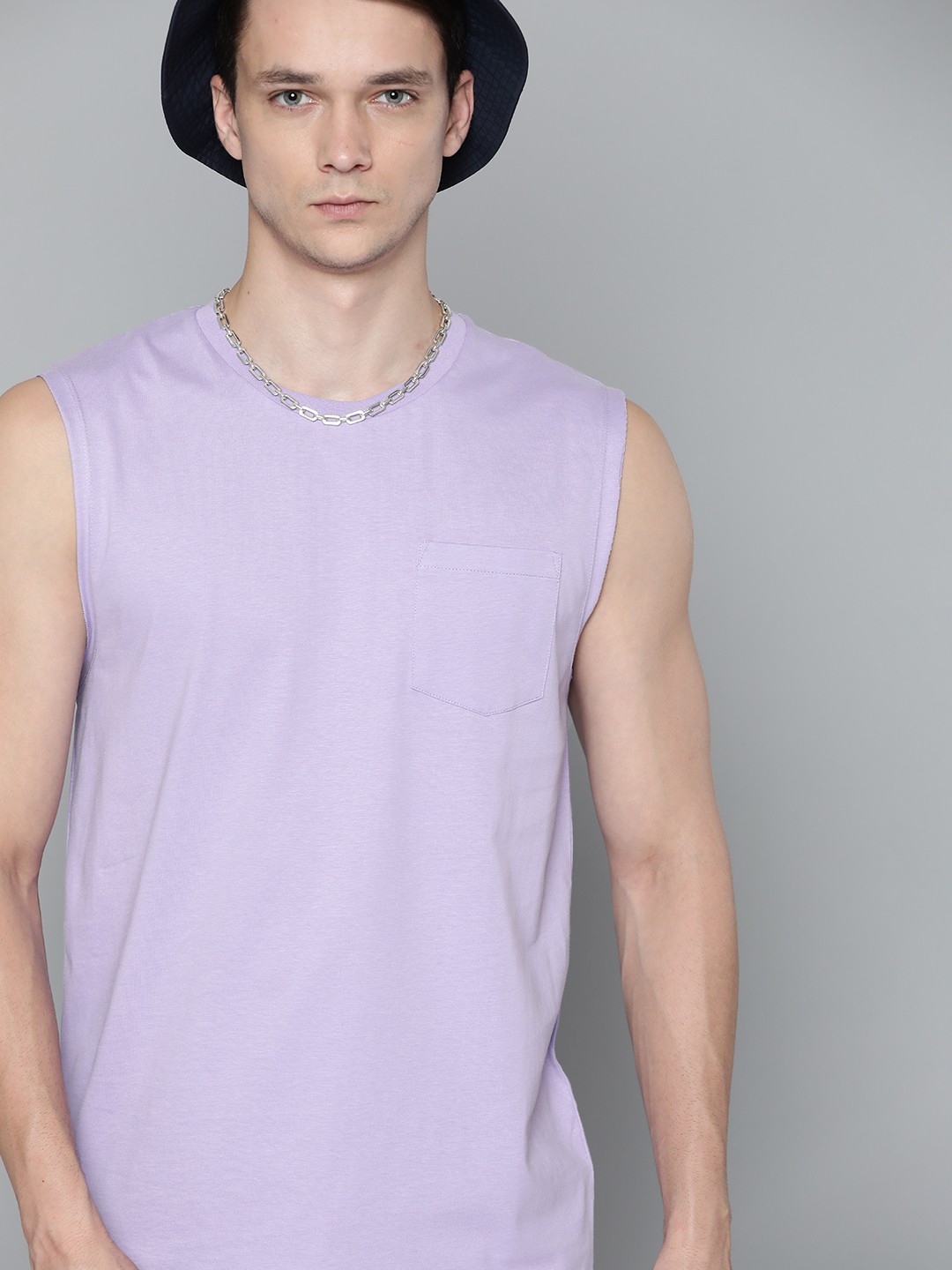 

Kook N Keech Men Lavender Solid Pure Cotton T-shirt