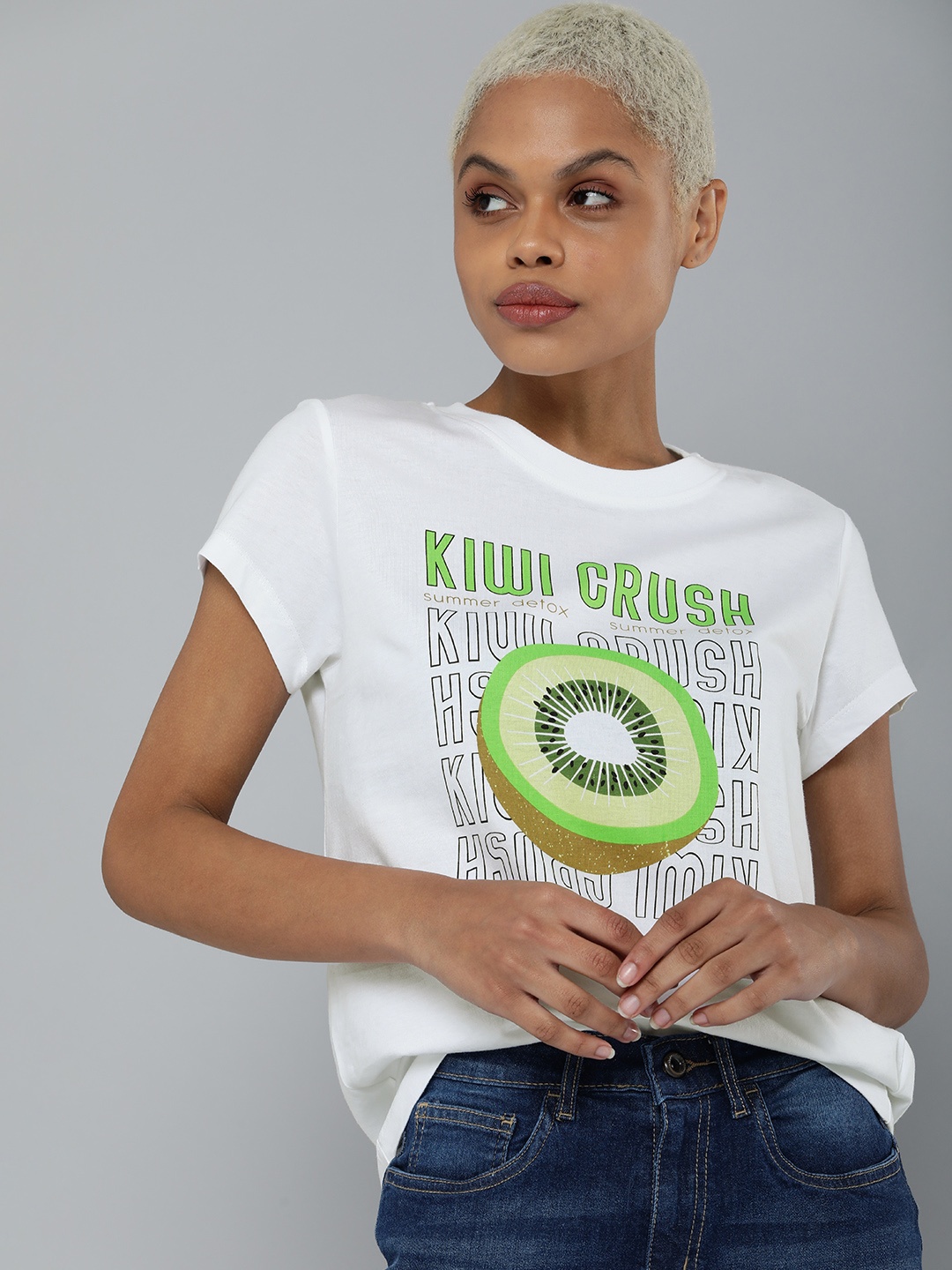 

Kook N Keech Women White & Black Printed T-shirt