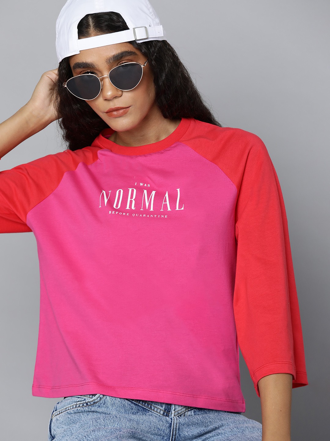 

Kook N Keech Women Pink & Red Printed Pure Cotton T-shirt