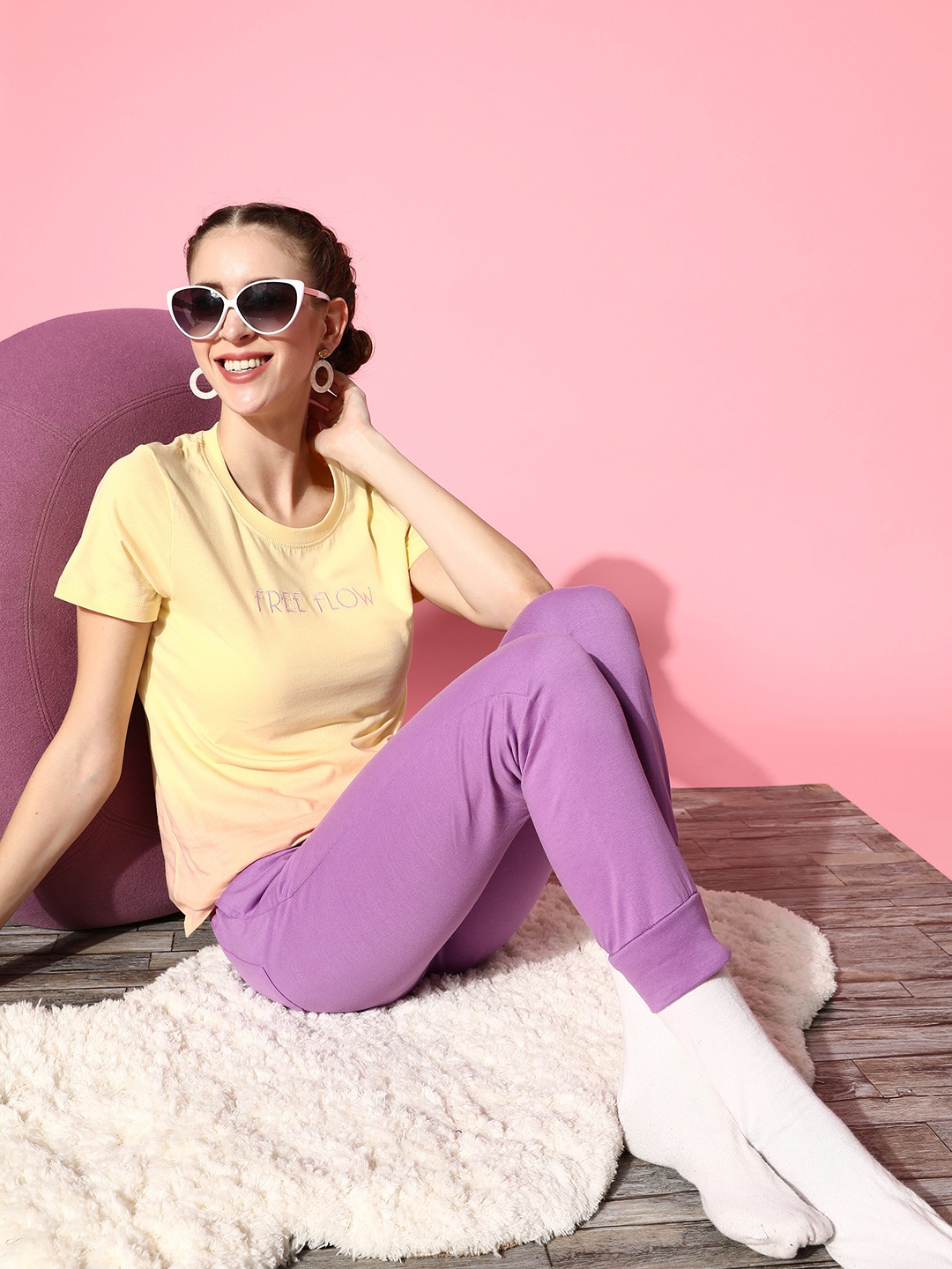 

Kook N Keech Women Bright Yellow Tie and Dye Joyful Conversation Tshirt