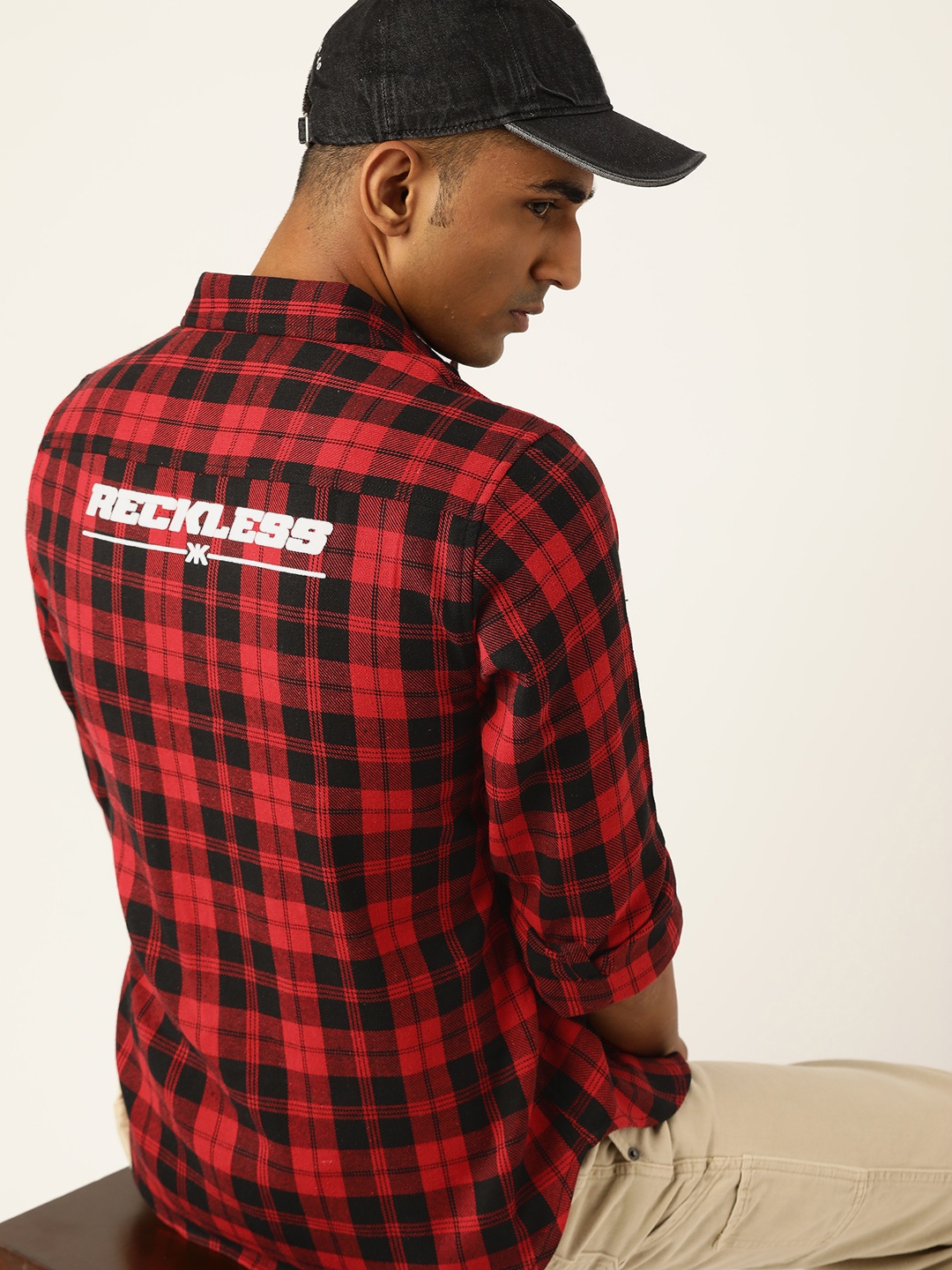 

Kook N Keech Men Red & Black Pure Cotton Tartan Checked Casual Shirt