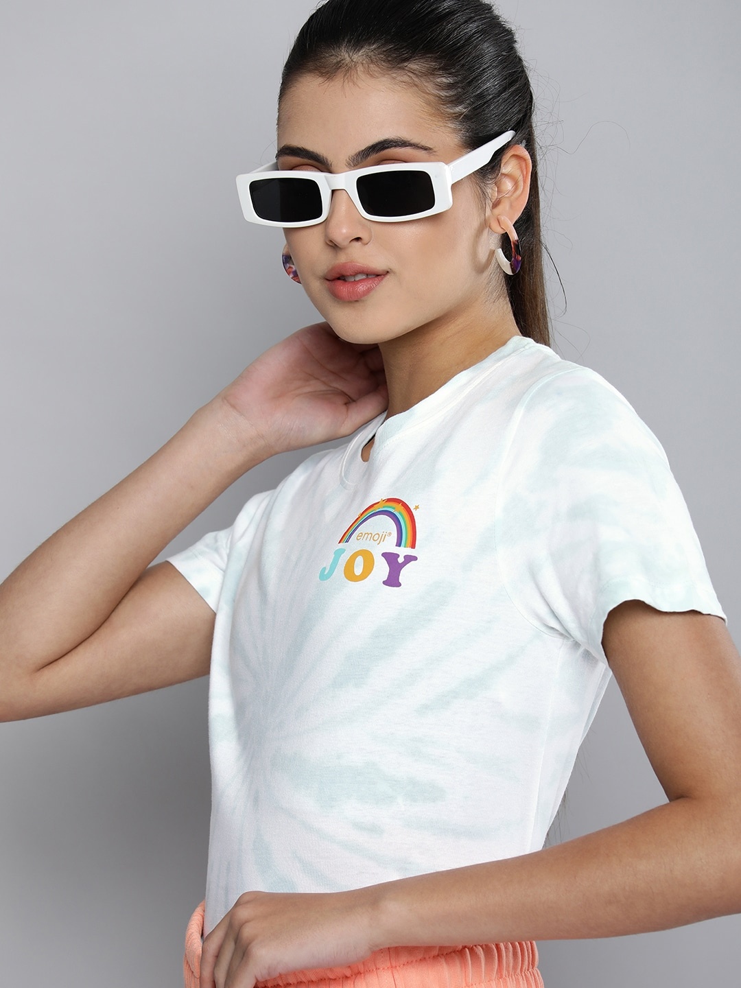 

Kook N Keech Emoji Women White & Blue Typography Printed Pure Cotton T-shirt