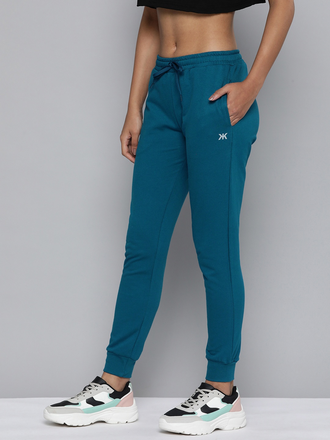 

Kook N Keech Women Teal Blue Solid Joggers