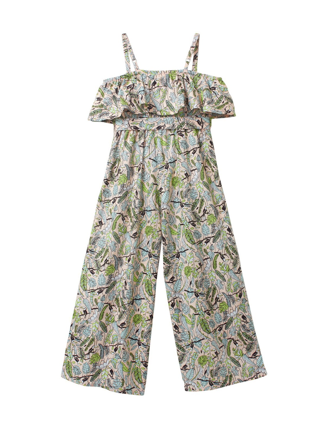 

Cub McPaws Girls Grey & Green Printed Basic Jumpsuit