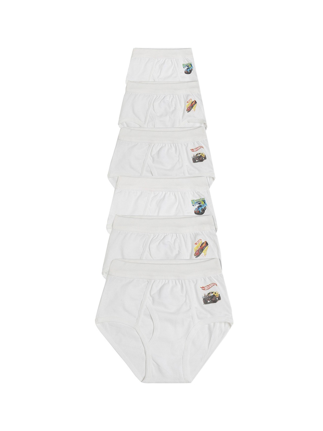 

Red Rose Pack Of 6 Boys Printed Cotton Basic Briefs, White