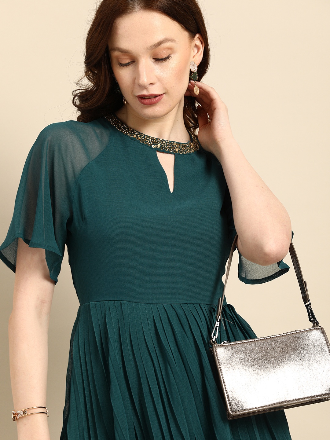 

all about you Teal Keyhole Neck Dress