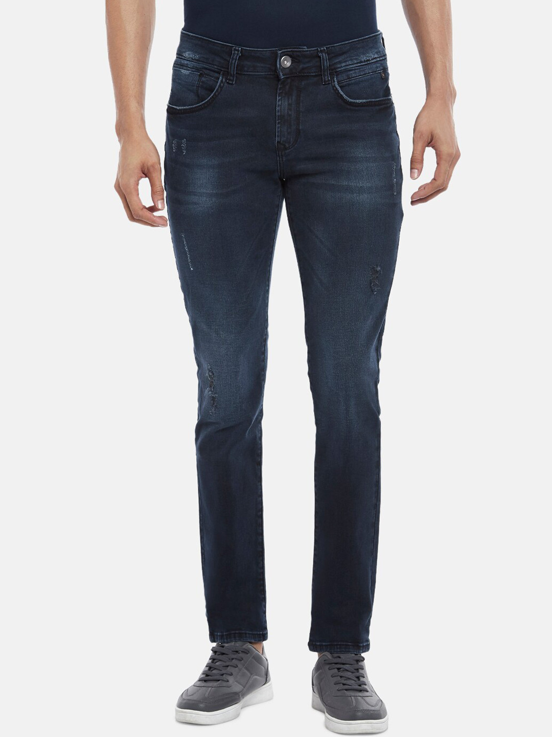 

SF JEANS by Pantaloons Men Blue Skinny Fit Mildly Distressed Light Fade Jeans