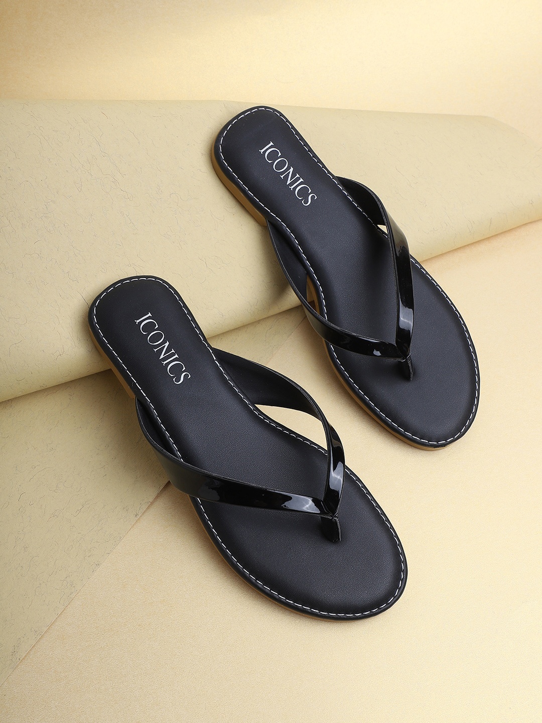 

ICONICS Women Black One Toe Flats