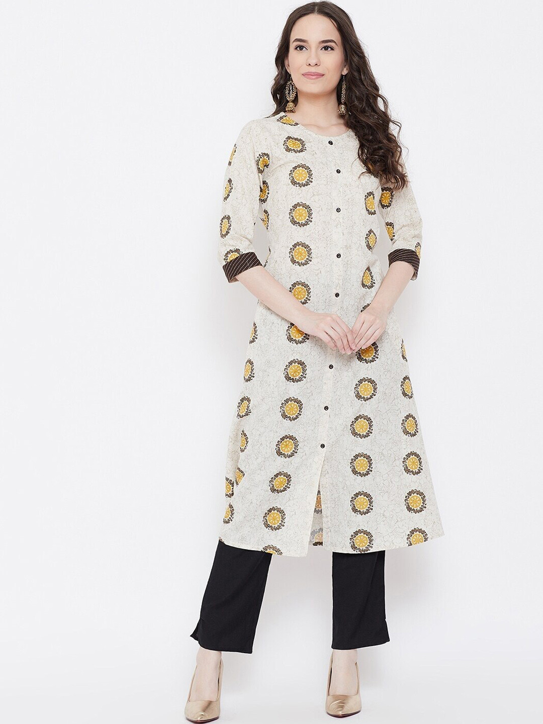

Be Indi Women Beige Ethnic Motifs Printed Kurta