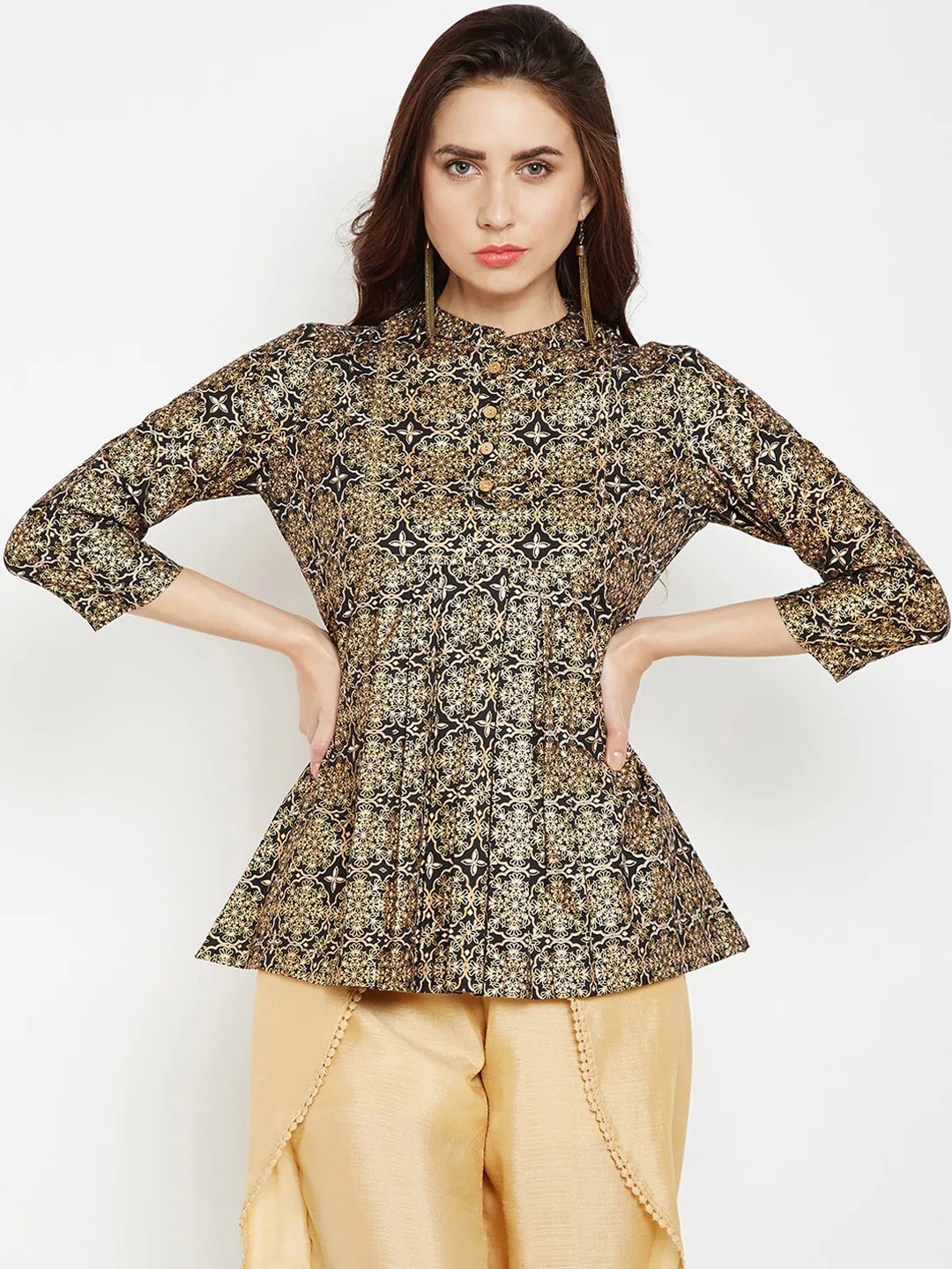 

Be Indi Women Black & Black Ethnic Motifs Printed Kurta