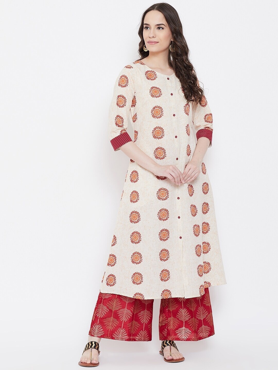 

Be Indi Women Beige Ethnic Motifs Printed Kurta