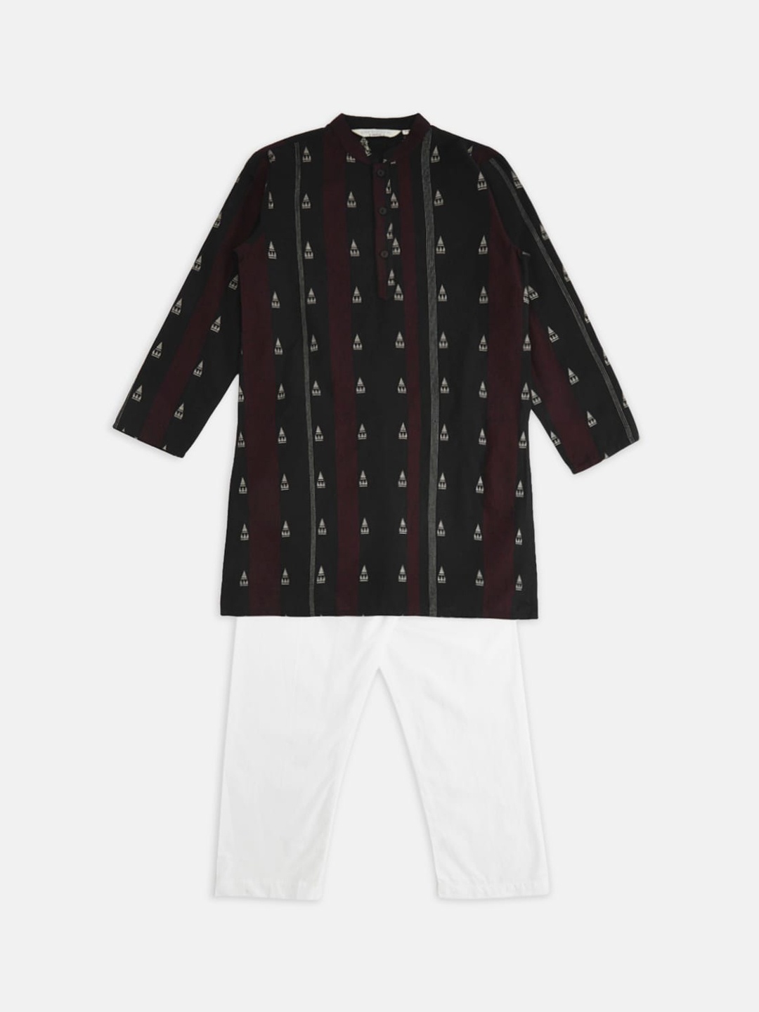 

indus route by Pantaloons Boys Black Printed Pure Cotton Kurta with Pyjamas