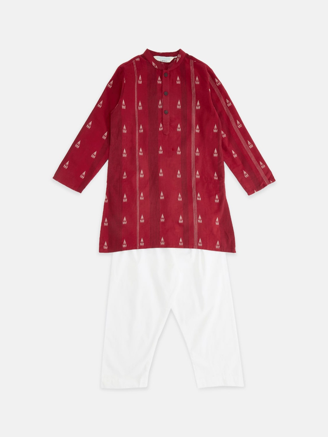 

indus route by Pantaloons Boys Red Printed Pure Cotton Kurta with Pyjamas