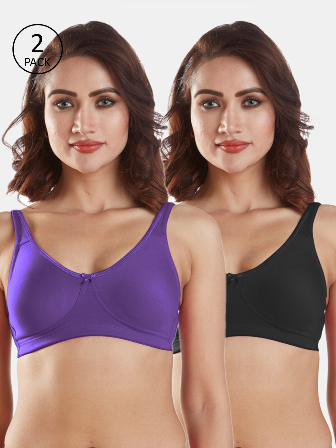 Sonari Pack Of 2 Purple & Black Bra