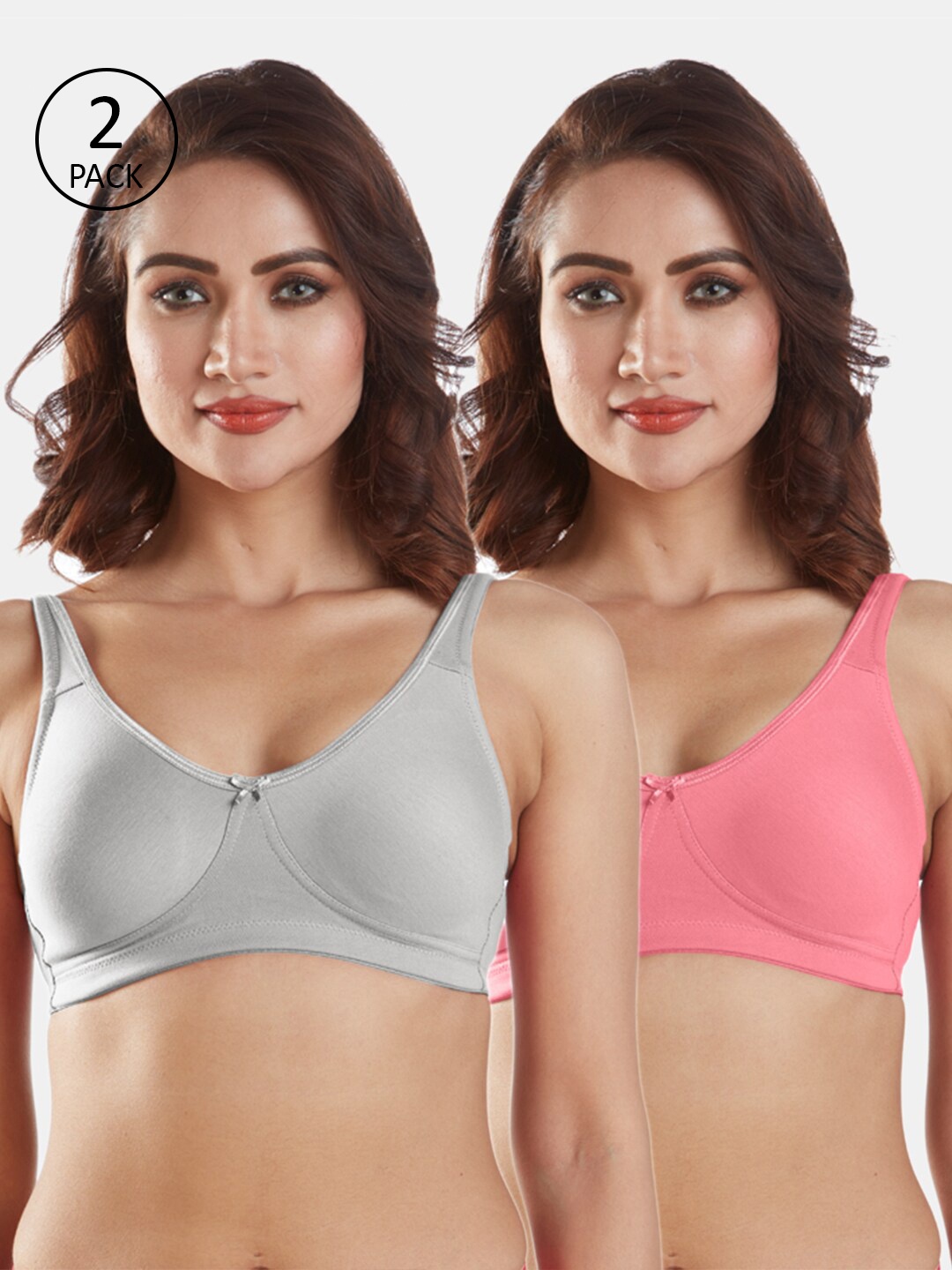 

Sonari Pack Of 2 Grey & Coral Everyday Bra