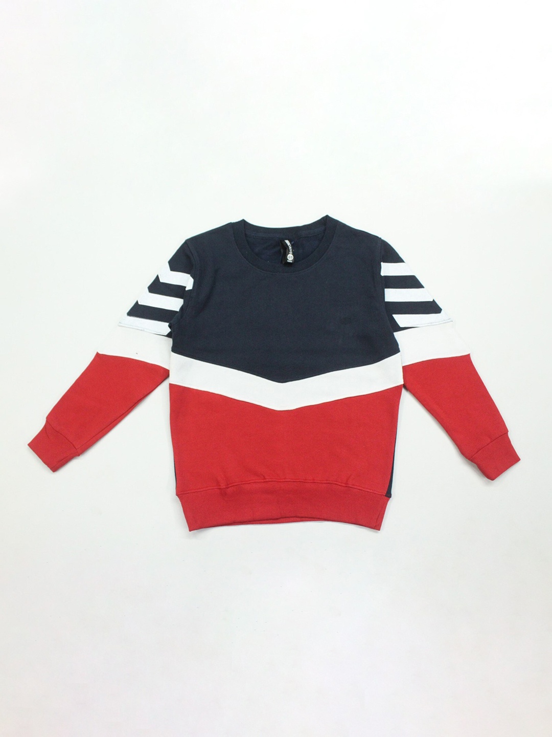 

Maniac Boys Navy Blue & Red Colourblocked Sweatshirt