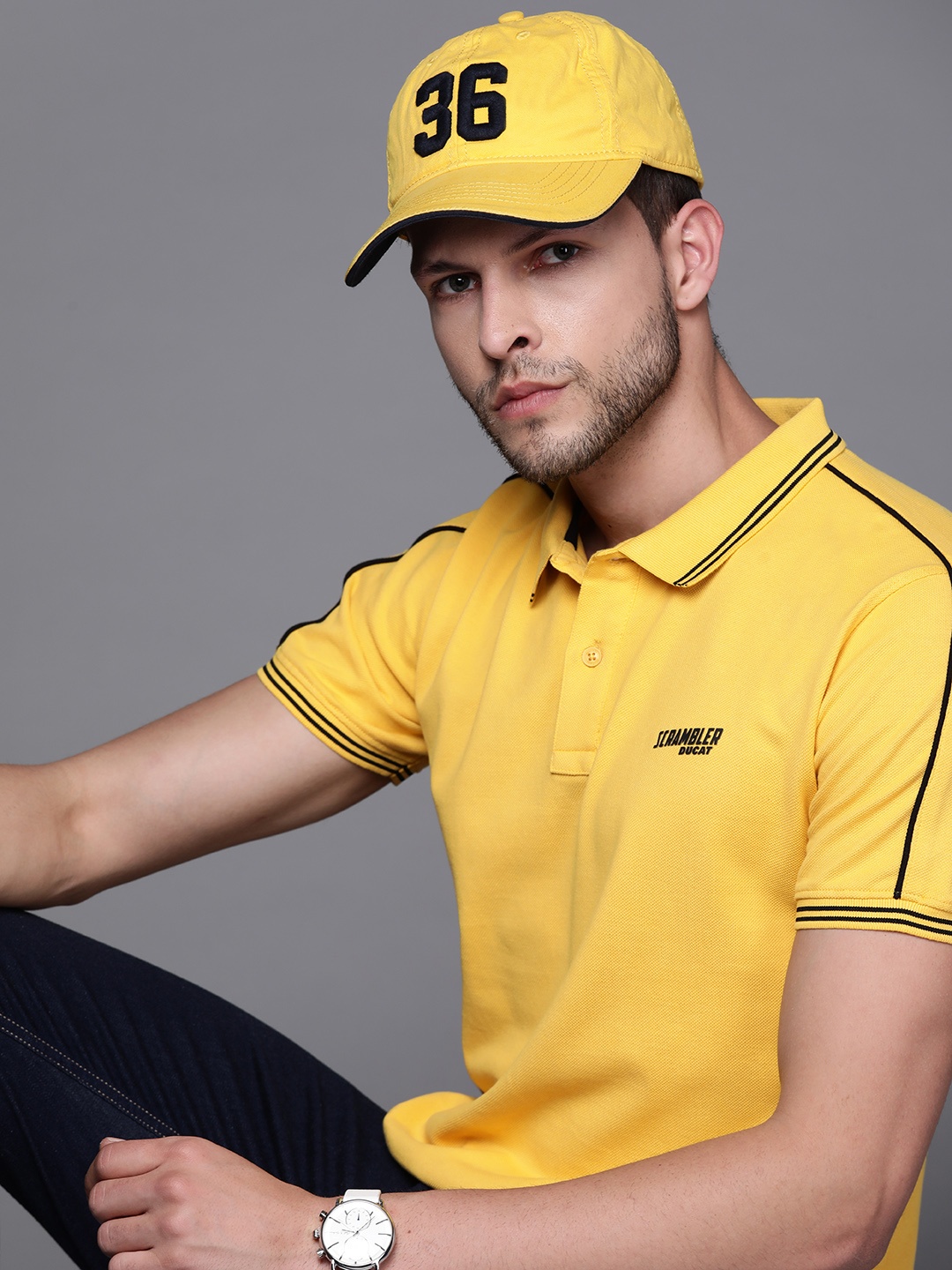 

Ducati Men Yellow Polo Collar Pure Cotton T-shirt