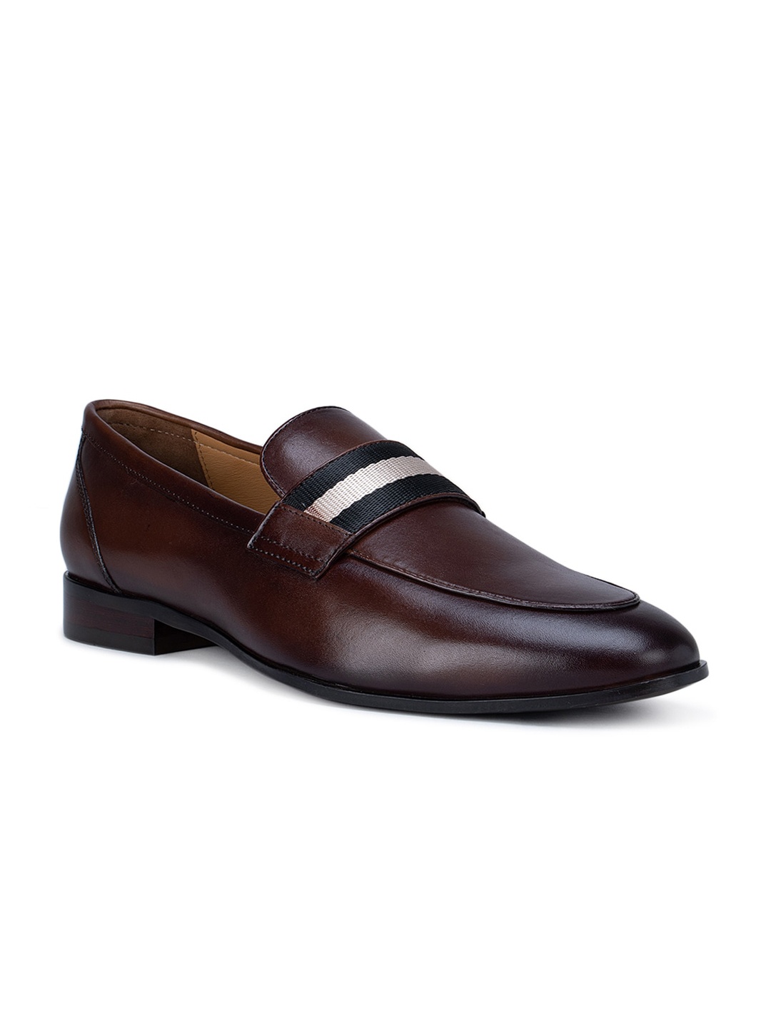 

ROSSO BRUNELLO Men Coffee Brown Solid Leather Formal Loafers